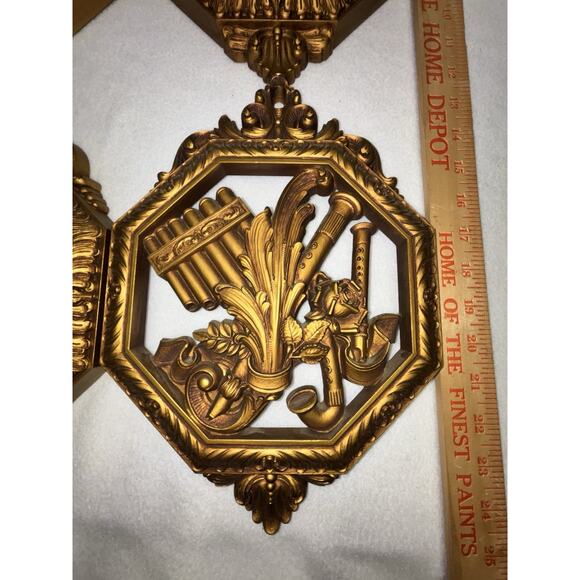 MCM Homco Syroco Musical Instruments Wall Decor Set Of 4 Hollywood Regency Dart - Picture 5 of 9